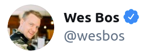 avatar, name, and handle for user @wesbos on Twitter